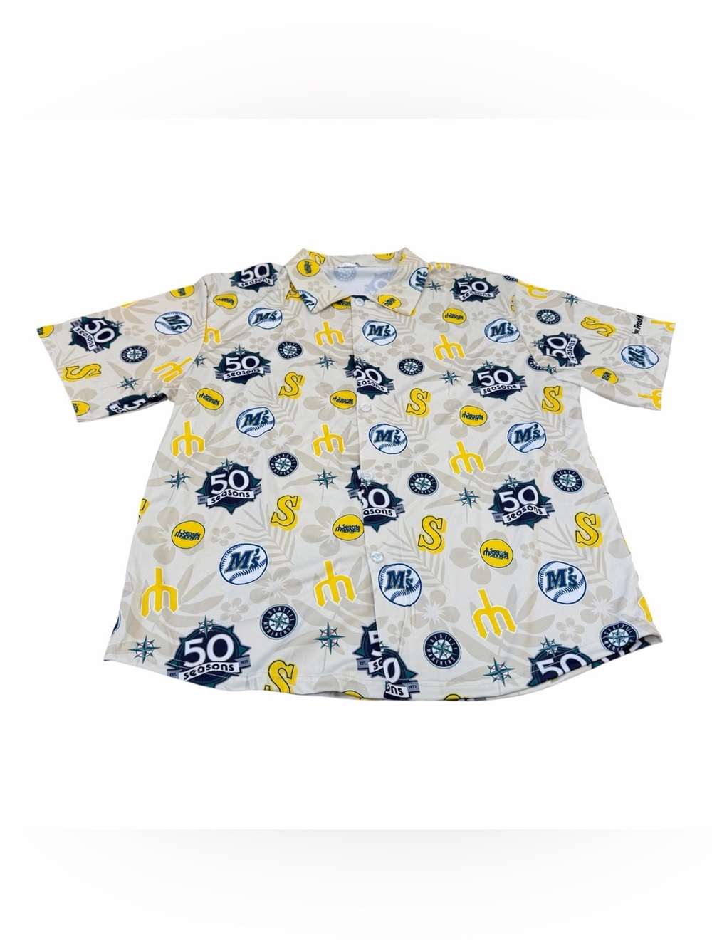 Seattle Mariners 50 Seasons Aloha Hawaiian Shirt Mens Size XL 2026 NEW